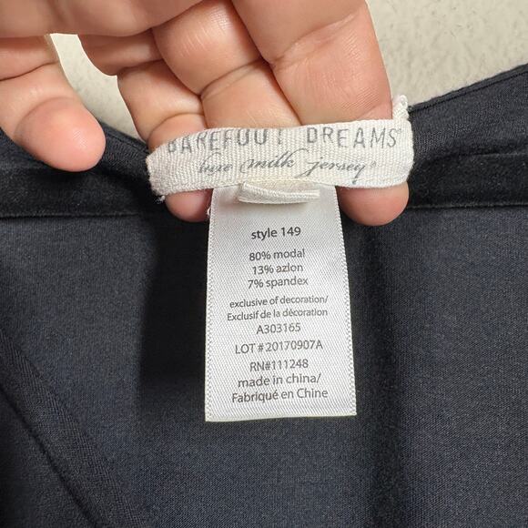 Barefoot Dreams Luxe Milk Jersey Size XL Night Dress Black Sleepwear Lace Trim - Picture 6 of 6